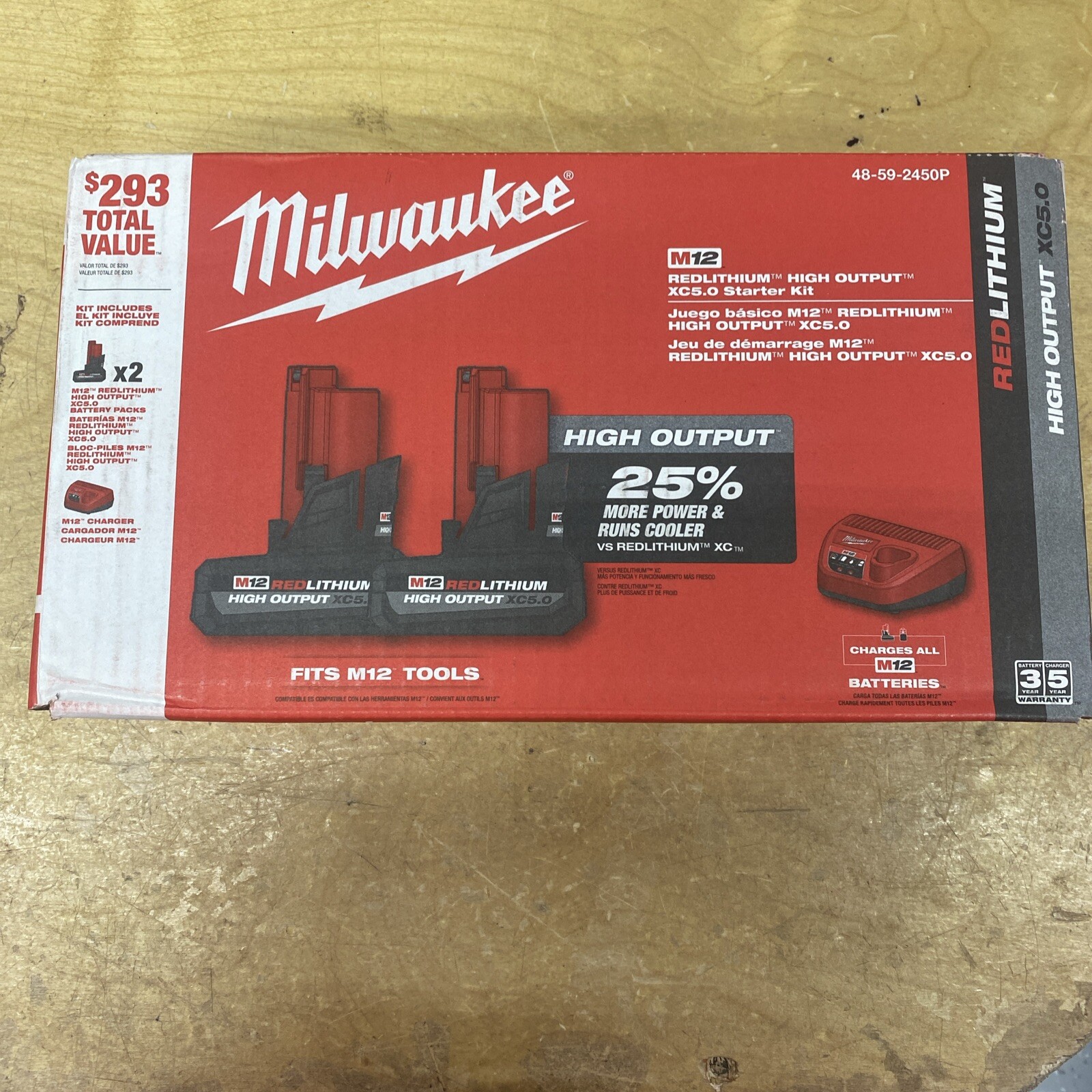 Milwaukee M12 High Output XC5.0 Starter Kit - 2x 5.0Ah Akkus Mit Ladegerät