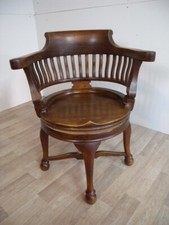 Antik Schreibtischstuhl Drehstuhl England um 1900 Captain Chair Eiche Nr.400