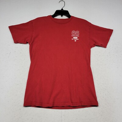 Vans Shirt Mens Medium Red Off The Wall Skate Surf Beach Short Sleeve 66