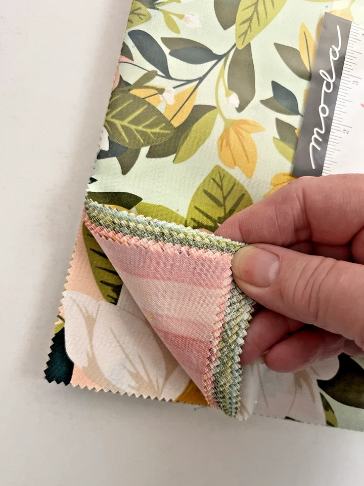 Moda织物柳树1独木舟2层蛋糕弹簧绿桃子预切10英寸方形 — 第 4/4 张图片