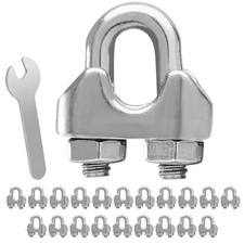 20 Pcs 1/8 Inch M3 Wire Rope Clamp with Wrench, 304 Stainless Steel M3 20Pcs