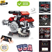 V8 Engine Model Kit That Work - 8-Cylinder Visible Engine Building Blocks Set...