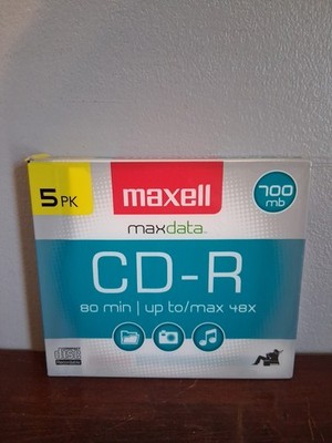 Maxell CD-R Blank Maxdata 80 Min each CDs, 48x max. 700mb  5 Pk - NEW SEALED