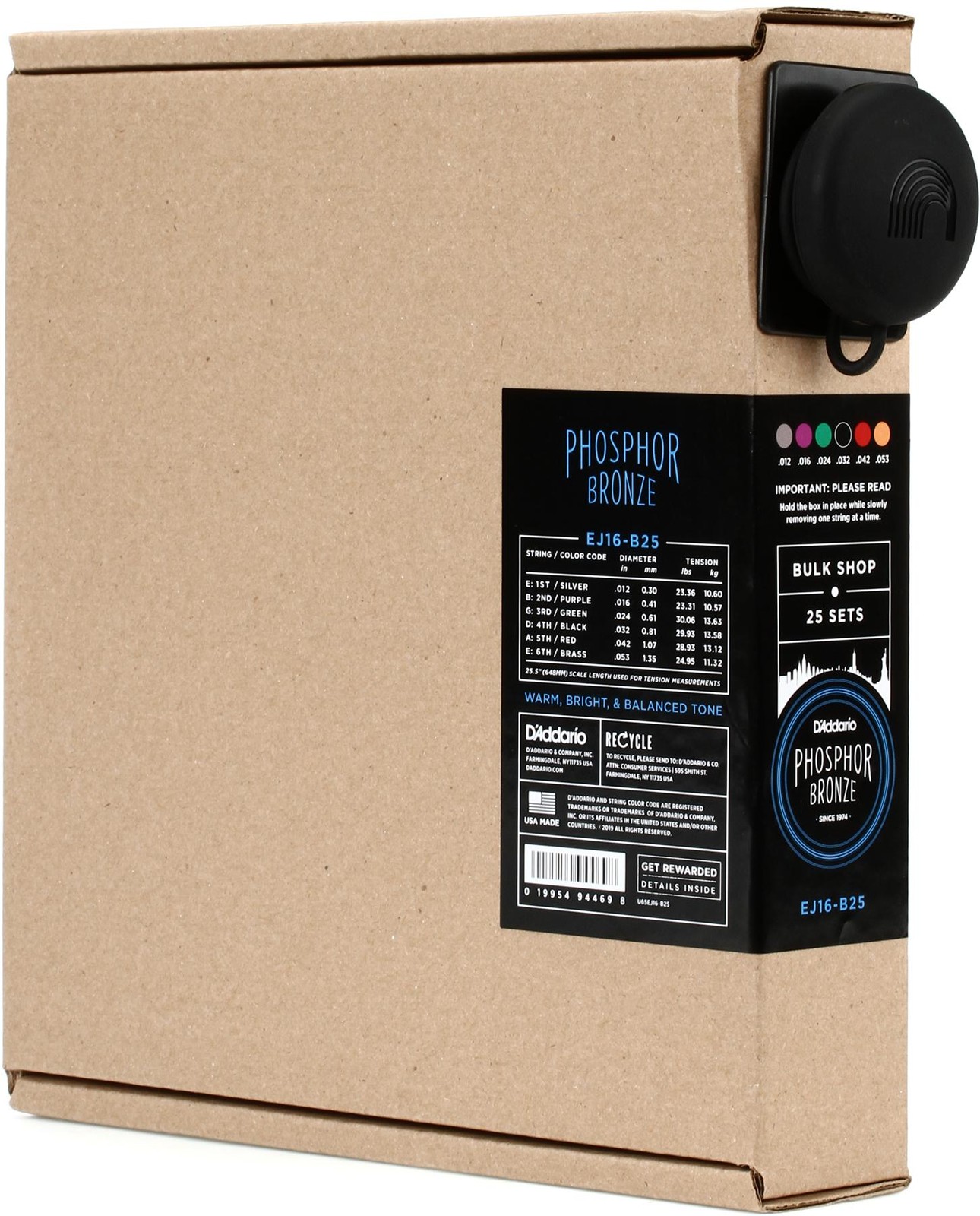 Легкие акустические струны из люминофорной бронзы DAddario EJ16 25 комплектов 28490₽