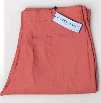Mizzen Main Stretch chino pants 34 mens senator performance NEW Coral Business 