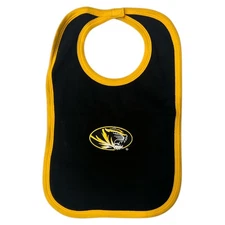 Missouri Tigers Classic Black  & Gold Baby Bib  With Embroidered Logo