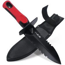 Heavy Duty Double Serrated Edge Digger - Metal Detecting Tool with Sheath, 