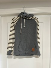 Ampersand Avenue Hoodie Pullover Hoodie Women S Gray Striped Double Hood Hoodie