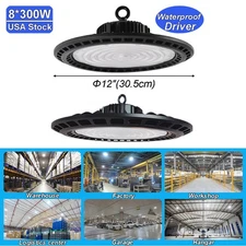 2-8PCS 300W UFO Led High Bay Light 300Watt GYM Warehouse Industrial Garage Light