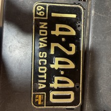 Nova Scotia Canada 1958 License Plate #14-24-40