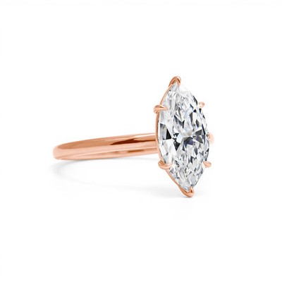 Laborgefertigter Diamant 3,0 kt Marquise-Schliff Test bestanden sechs Krappen Verlobungsring