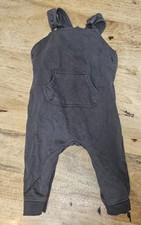 Baby Grey Dungarees Romper Sleepsuit Unisex 6–9 Months Soft Cotton Playsuit