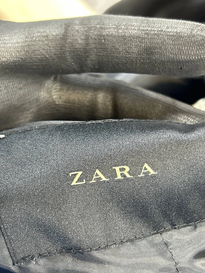 Zara Jacket Womens Xl Black Brown Yellow Satin Full Zip Bomber - Image 3 of 4