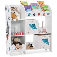 Kids Toy and Book Organizer Children Wooden Storage Cabinet w/ Storage Bins