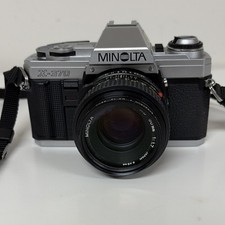 Minolta X-370 Silver 35mm SLR Film Camera w/ MD 50mm f/1.7 Lens, Strap