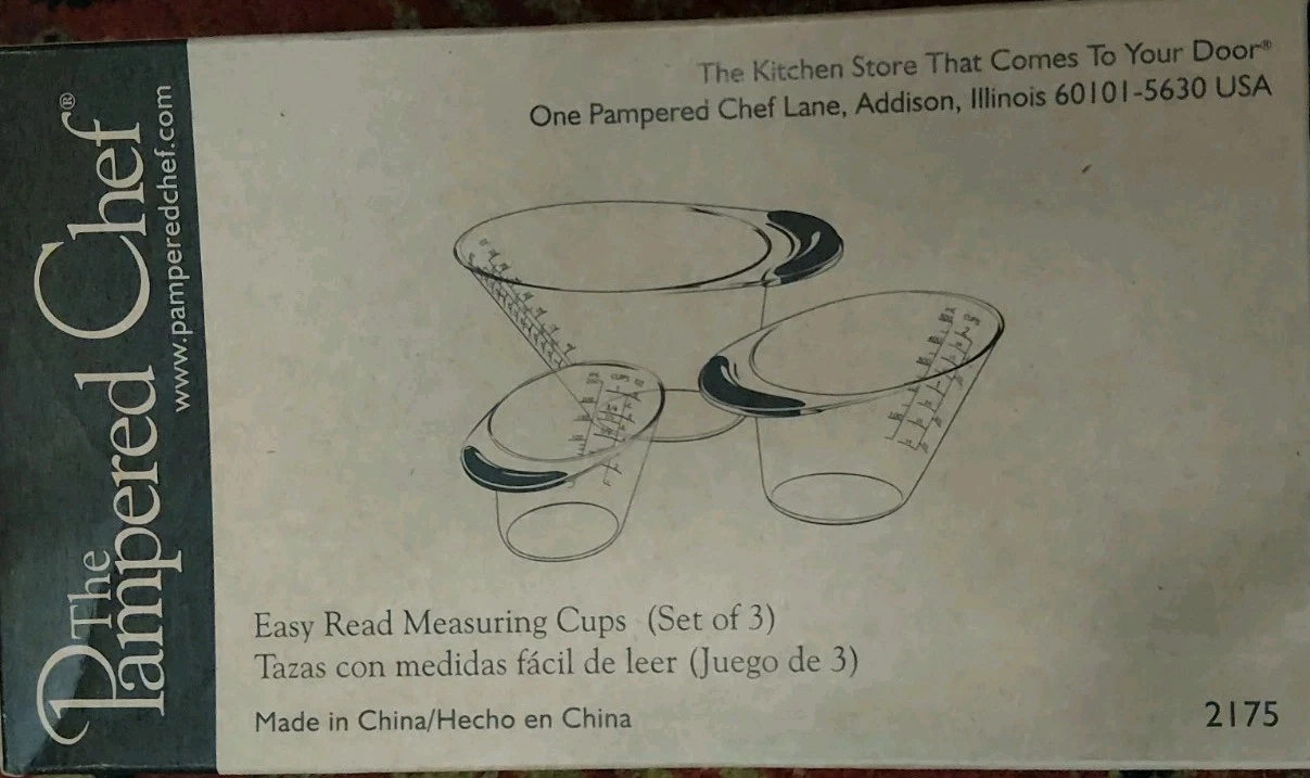 Pampered Chef EASY READ MEASURING Cups SET of 3 New in the box Never Used.
Opens in a new window or