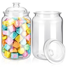 2 Pcs 1 Gallon Candy  Cookie Jar Plastic Jars with Lids Decorative Apothecar...
