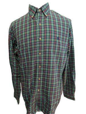 Ralph Lauren Herren Hemd L Classic Flanell GRÜN ROT  