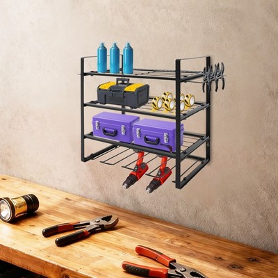 Power Tool Organizer 4-Tier Tool Organizer and Storage Shelf Wall Mount Rack