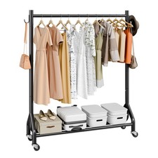 Uimoso Rolling Garment Rack with Hanging Bar ...