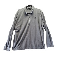 The North Face Sweater Mens XL Gray Quarter-Zip Pullover Polyester Fleece