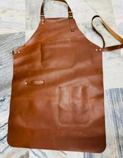 Genuine Leather Work Apron Men's Brown Chef Grilling Butcher Workshop