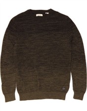 JACK  JONES Mens Crew Neck Jumper Sweater Medium Khaki Cotton DQ50