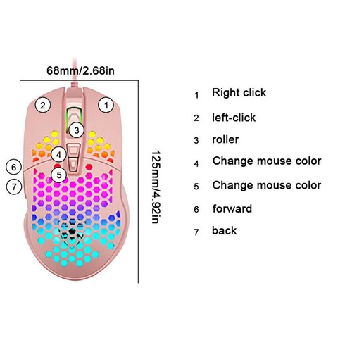 Gaming Mouse 6400 DPI 7 Buttons USB LED Light Optical Wired Mice Usb For Laptop - Picture 8 of 11