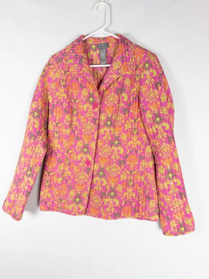 Floral Jacket Womens XS All Over Print 100% Silk Sigrid Olsen Lined Boho Fairy - Image 4 of 4
