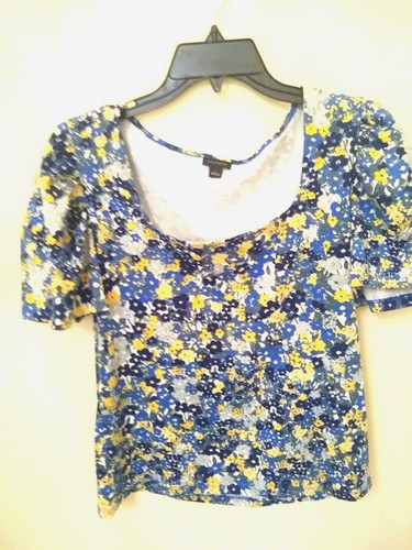NWOT Ann Taylor Shirt Cottage Core Puffy Short Sleeve Juniors Size L - Picture 2 of 8