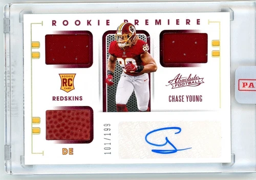 2020 Absolute Chase Young #216 Rookie Premiere RC Autograph Triple Mem. 101/199