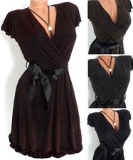 Glitzer Kleid Weihnachten  Partykleid Schwingend Cocktailkleid Knielang 34 36 38