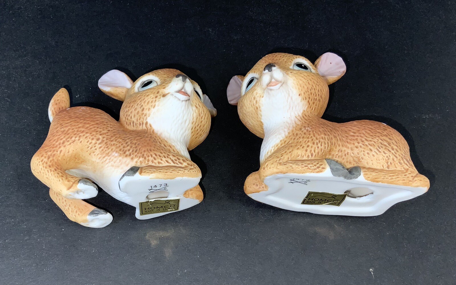 Vintage Homco/Home Interiors Deer Fawns Set of 2 PorcelainBisque 2.5