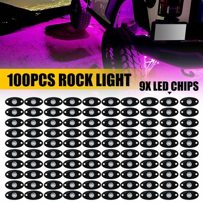 100PC Purple LED Rock Light Underbody Trail Rig Glow Lamp Offroad SUV Pickup EAW
