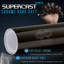 Supercast Flex Stretch Mirror Chrome Vinyl Wrap Sticker Air Release - Black Grey
