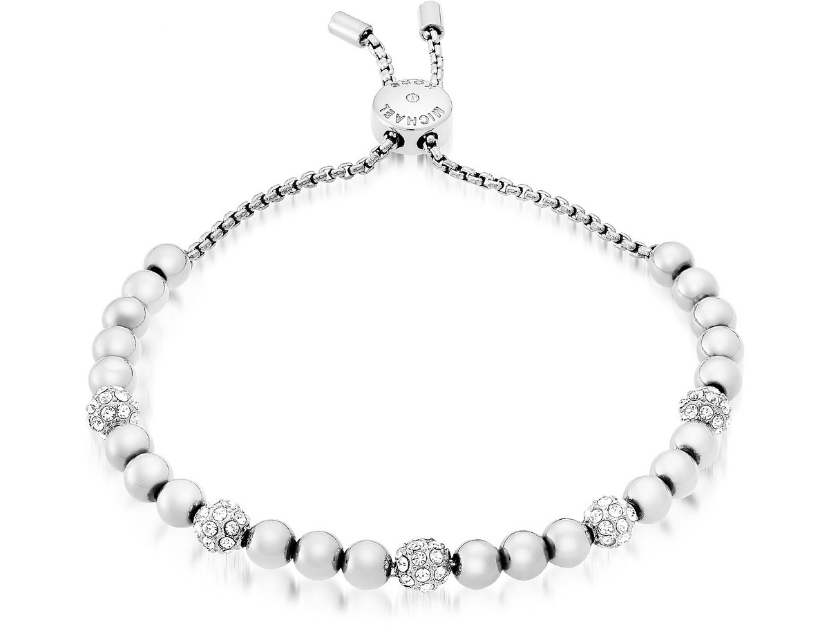 【人気】Michael Kors Silver ブラスステーションブレスレット NIB NWT MICHAEL KORS Brilliance Stainless Steel&Crystals