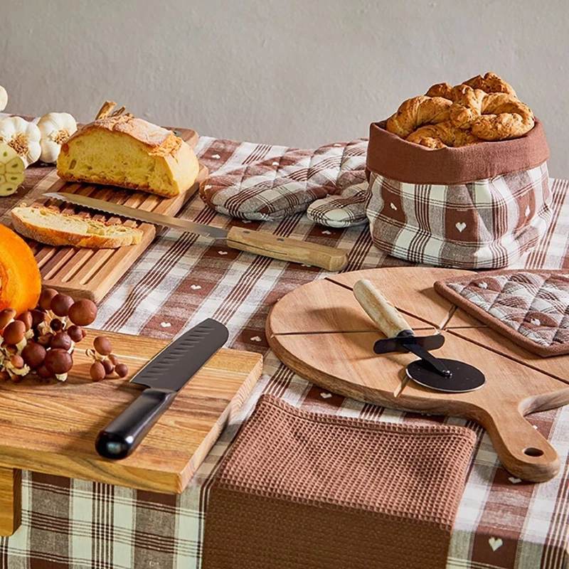 Tagliere Tondo in Legno con Coltello Rotella Pizza TOGNANA 30 cm Vassoio Tavola, fotografia 3 di 9