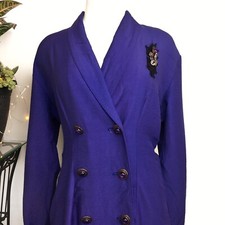Vintage Knapp Studio California Double Breasted Bluish Purple Dress Size 9