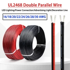 UL2468 2-Core Stranded  Electronic Wire Flat Ribbon 16/18/20/22/24/26/28/30 AWG