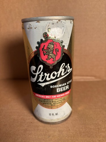 Stroh's Bohemian Style beer can, C/S, USBCII 129-1, tall can, lines EMPTY