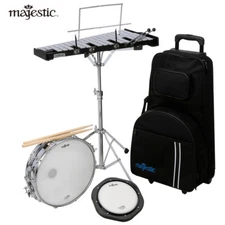 Majestic AK1432DP Snare, Bell Keyboard & Practice Pad Kit w/ Rolling Case