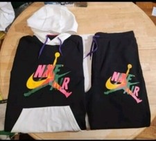 NIKE - JORDAN LOGO BLACK - YELLOW HOODIE - PANTS SWEATSUIT - NEW MEN'S SIZE XL