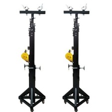 2pcs Heavy Duty Crank Stand Stage Lighting Lifting Bracket Foldable 4 Wheel 19ft
