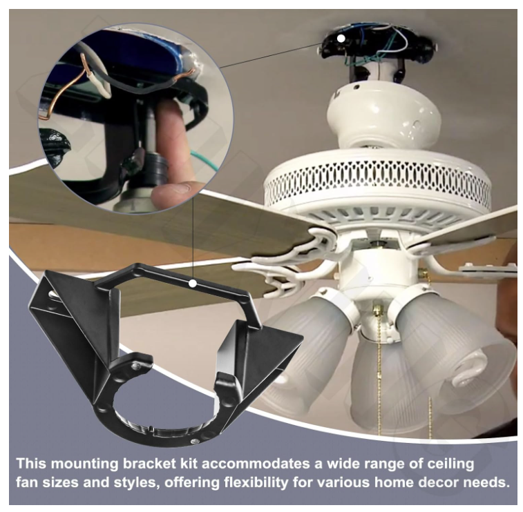 Sloped Ceiling Fan Mounting Bracket - Heavy Duty Steel Canopy For Indoor/Outdoor