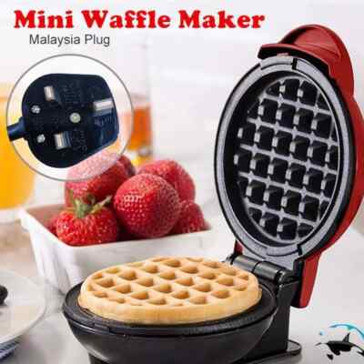 Waffle Maker Iron - Heart Shape - Non-Stick 5 Belgian - 1000W Electric - GEEPAS