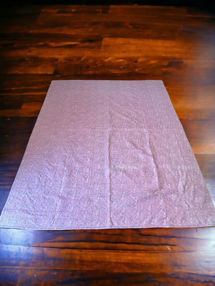 Antique Vintage Tulip Applique Quilt Reversible Date Embroidred 1931 92" x 78" - Image 4 of 4