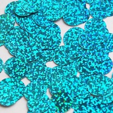 Round Flat Sequin 12mm Top Hole Aqua Blue Hologram Glitter Sparkle Paillettes