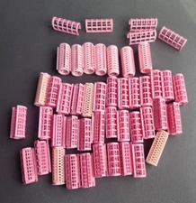 Vintage Lot of 40 Pink Plastic Snap-On Hair Curler Rollers