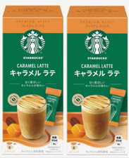 TWO - INSTANT STARBUCKS Caramel Latte Premium Mixes 4 Sticks