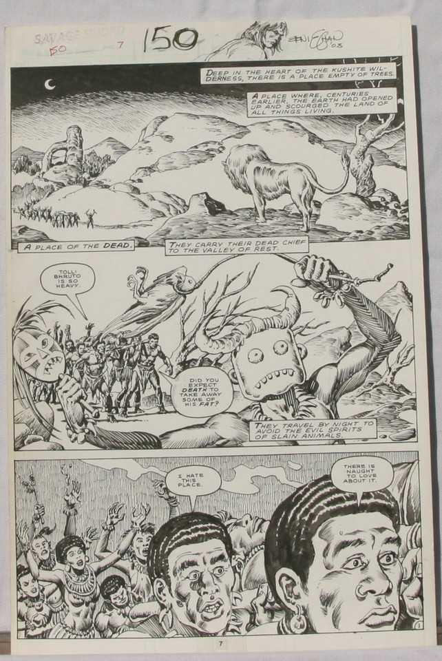 ERNIE CHAN Published Original Art SAVAGE SWORD of CONAN #150,pg 7, Signed w/art Comic Art